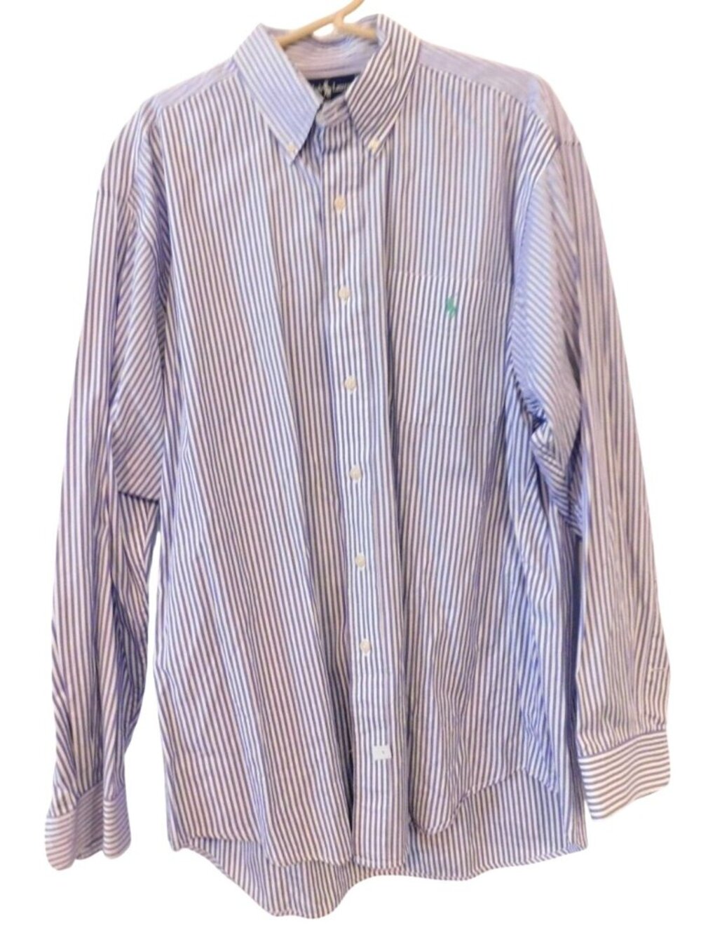 Ralph Lauren Mens Dress Shirt L Purple Stripe Button Down Preppy Long Sleeve